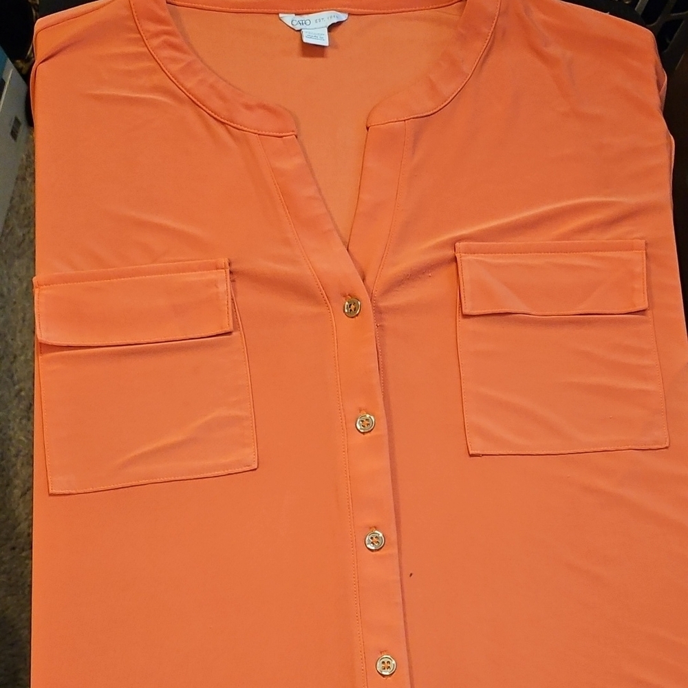 Orange Button-Up Blouse